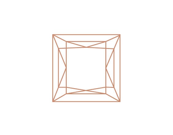 Icon of a princess-cut diamond with a modern square shape and sharp corners