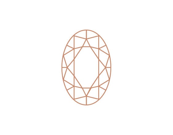 Icon of an oval-shaped diamond with elongated, symmetrical facets