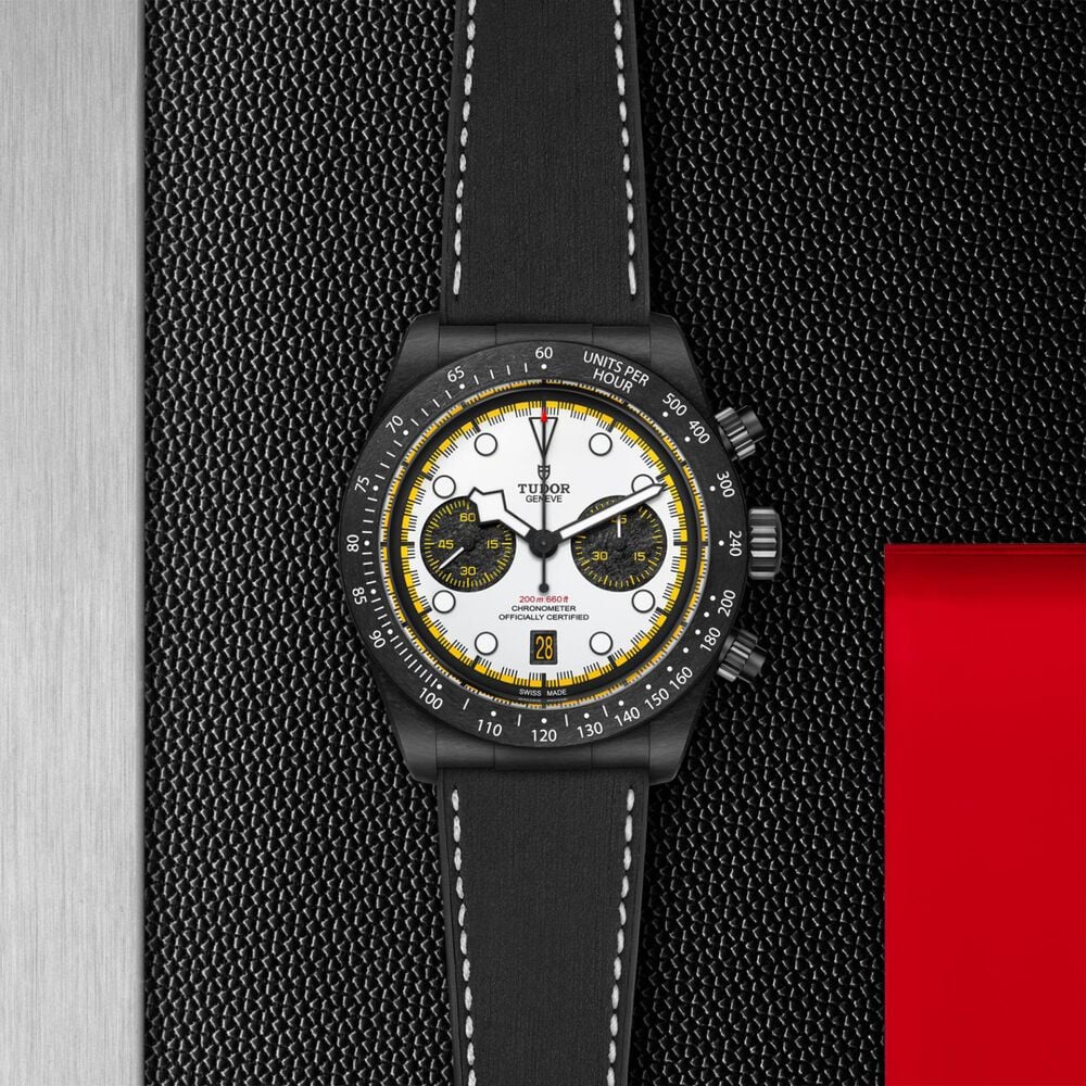 TUDOR Black Bay Chrono 'Carbon 26' 42mm White Dial Black Strap Watch