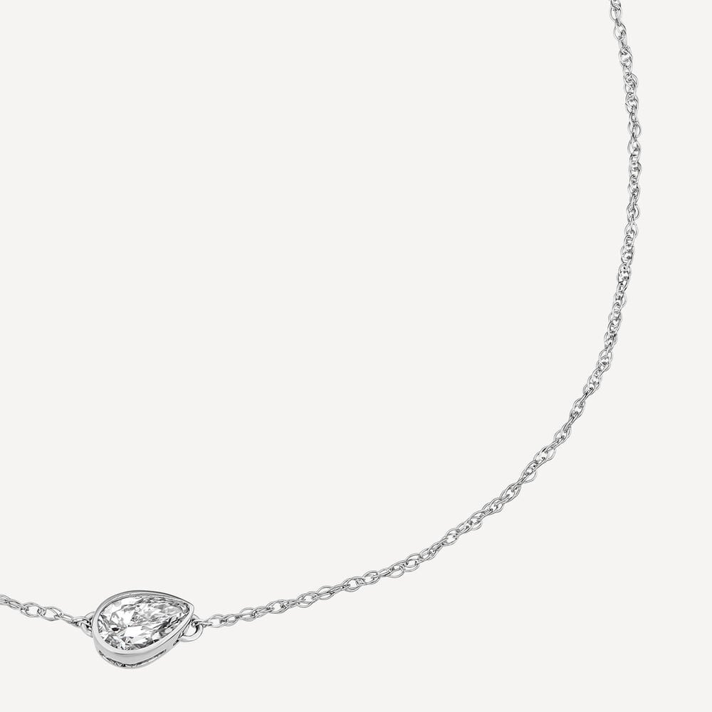 Born Kissed with Diamonds 9ct White Gold Lab Grown 0.20ct Pear Diamond Chain Bracelet