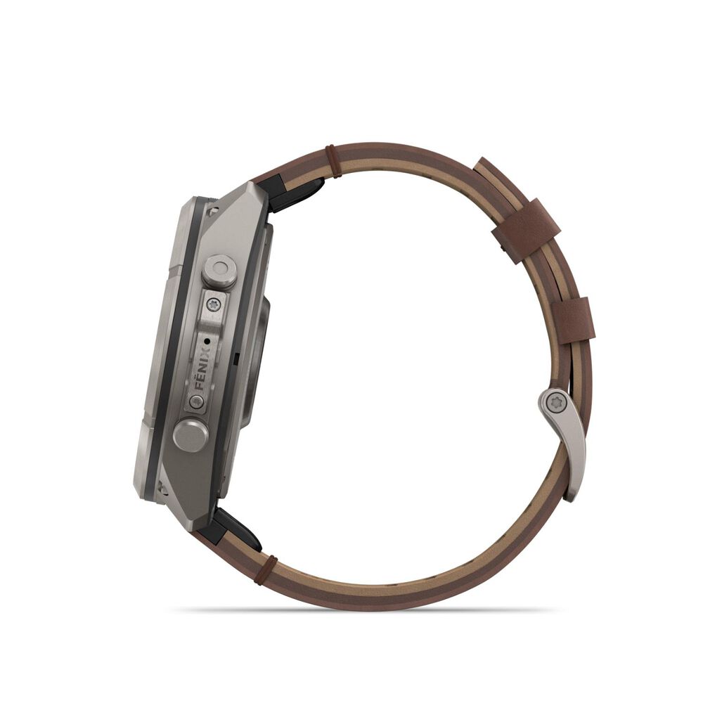 Garmin fenix 9 Pro 51mm Titanium Walnut Leather Strap Watch