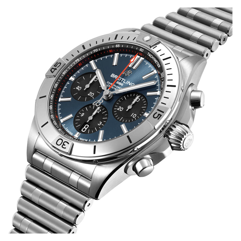 Breitling Chronomat 42mm Mens Blue Dial Steel Bracelet Watch image number 1