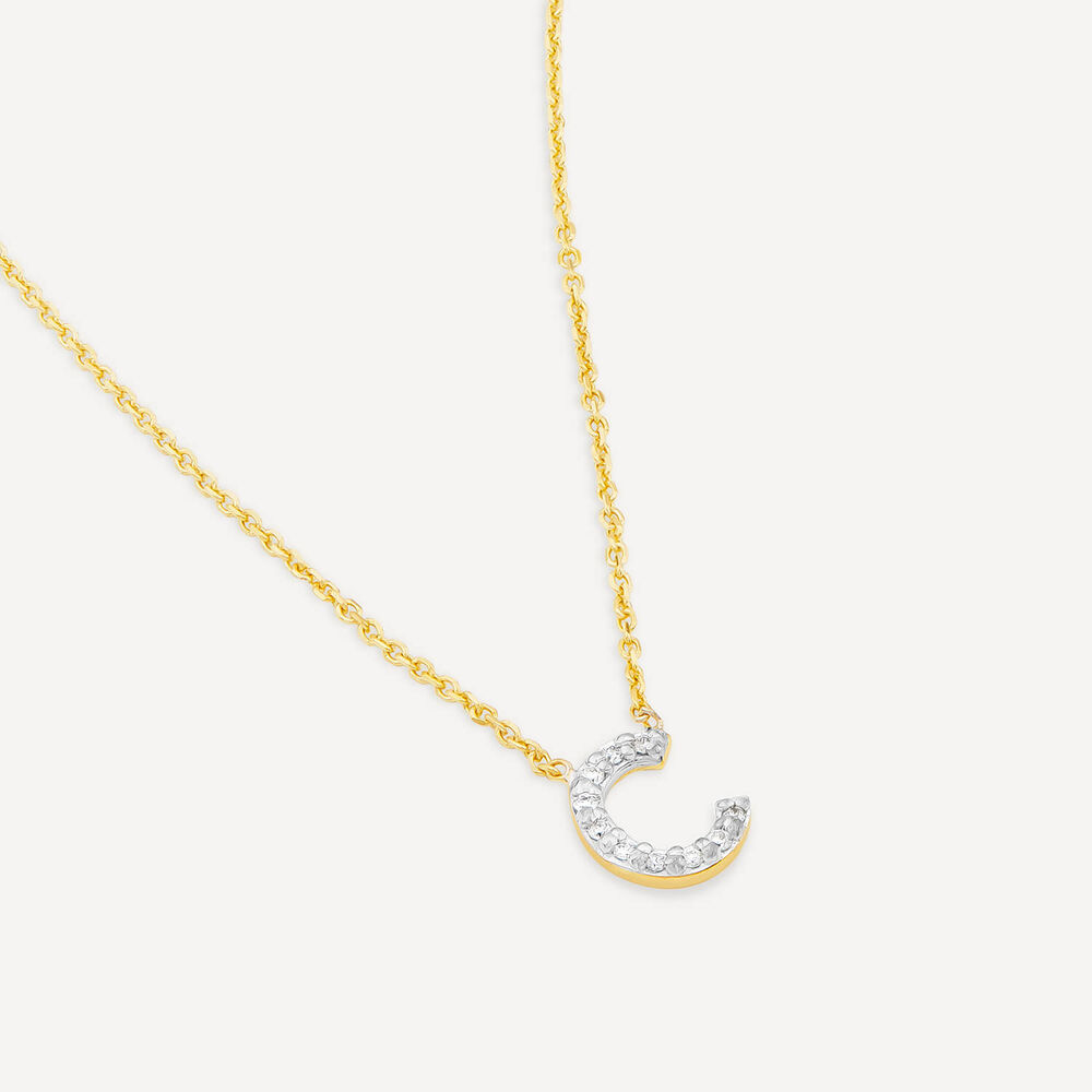 9ct Yellow Gold Petite 0.04ct Diamond Initial "C" Necklet image number 3