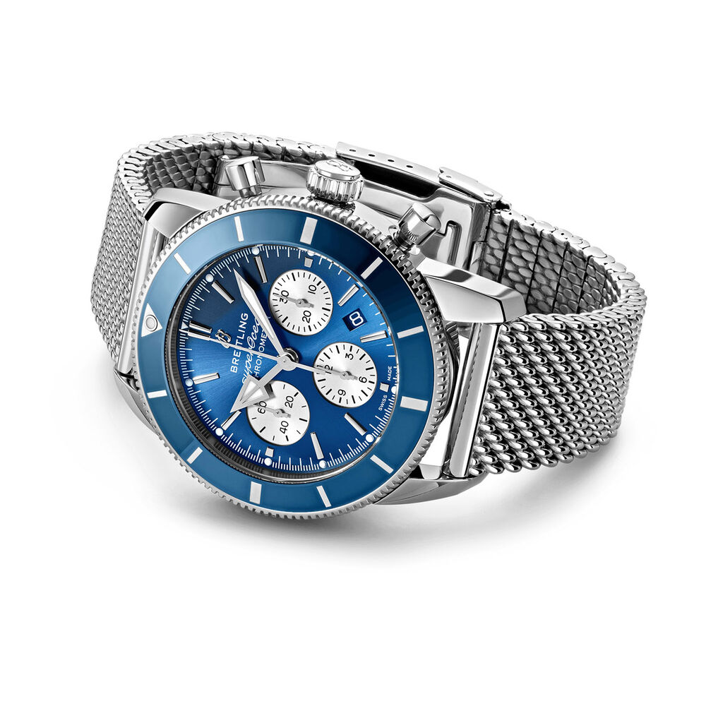 Pre-Owned Breitling Superocean Heritage II 44mm Blue Dial Steel Mesch Bracelet Watch image number 2