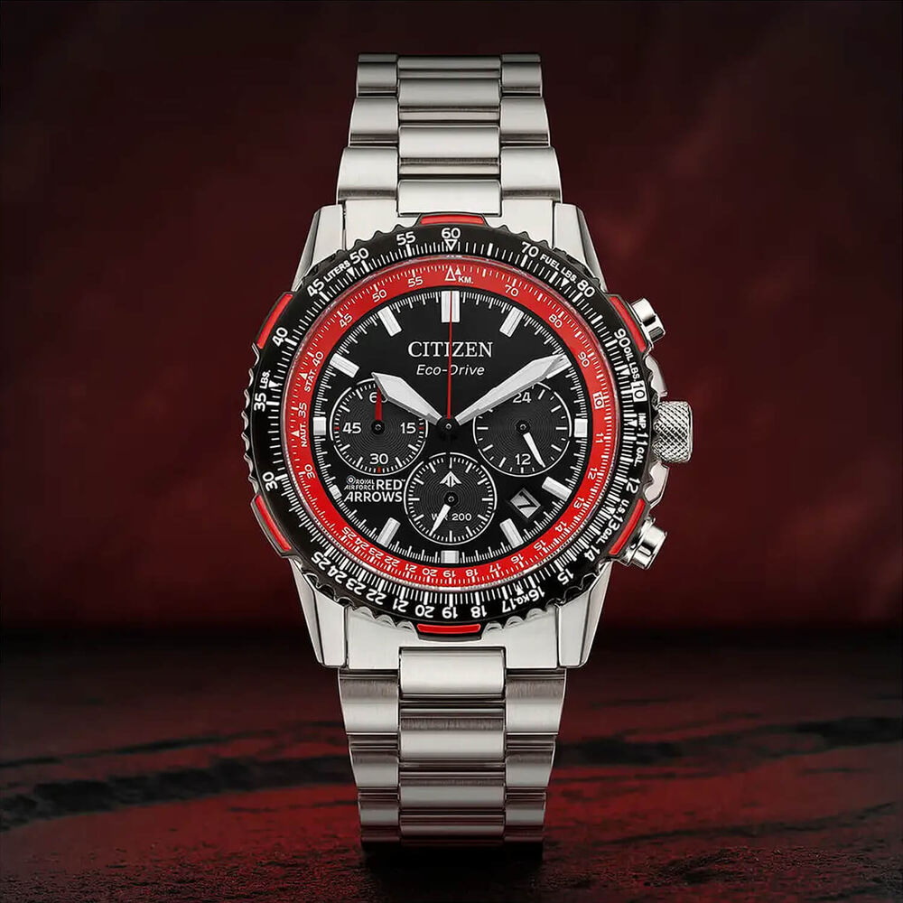 Citizen Red Arrows Promaster Air Navihawk 40mm Black Dial Stainless Steel Bracelet Watch image number 3