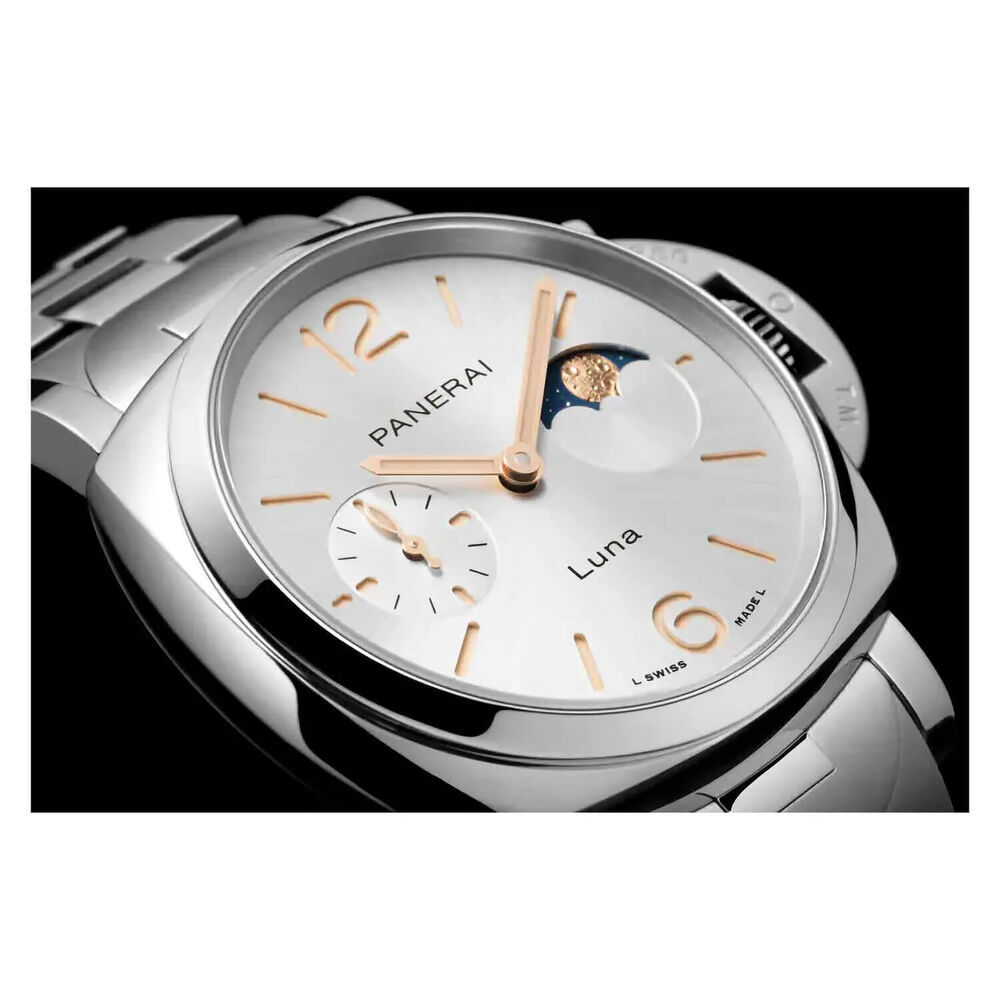 Panerai Luminor Due 38mm Luna White Dial Silver Bracelet Watch image number 2