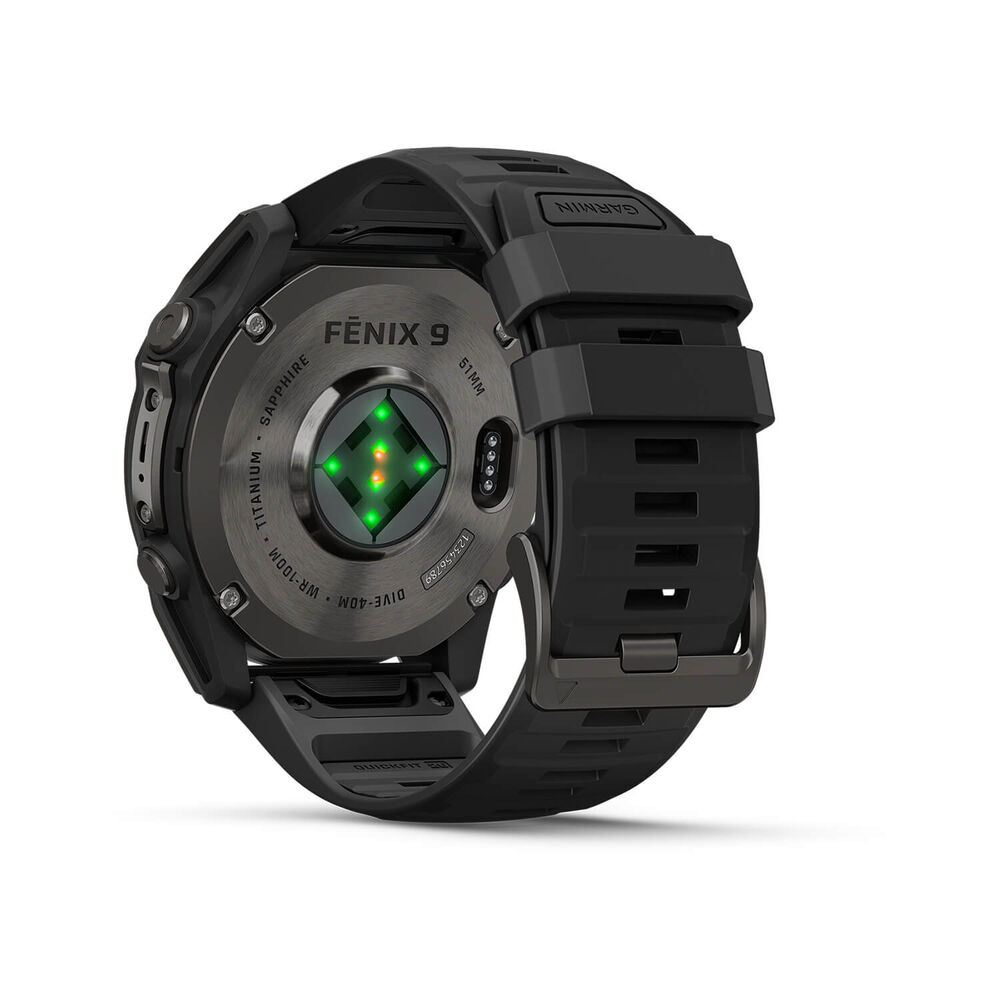 Garmin fenix 9 51mm Carbon Grey DLC Titanium Black Silicone Strap Watch