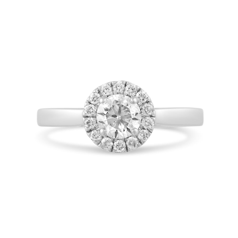 Timeless Diamonds Platinum 0.80 carat diamond halo engagement ring image number 1