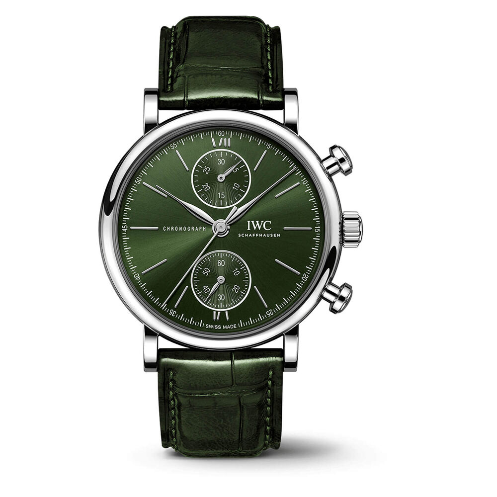 IWC Schaffhausen Portofino Chronograph 39 Green Dial Strap Watch image number 0