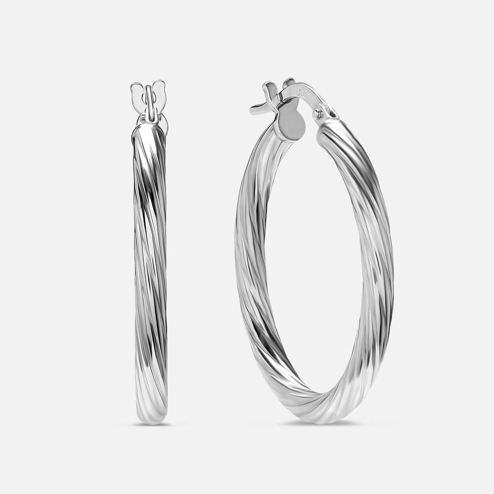 Sterling Silver Twisted Hoop 20mm Earrings