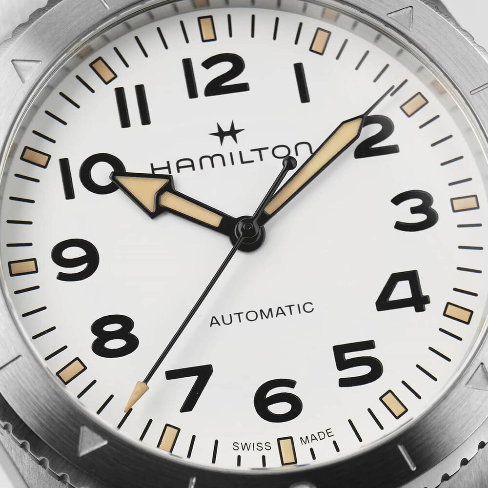 Hamilton Khaki Field Expedition Auto 41mm White Dial Stainless Steel Bracelet Watch image number 1