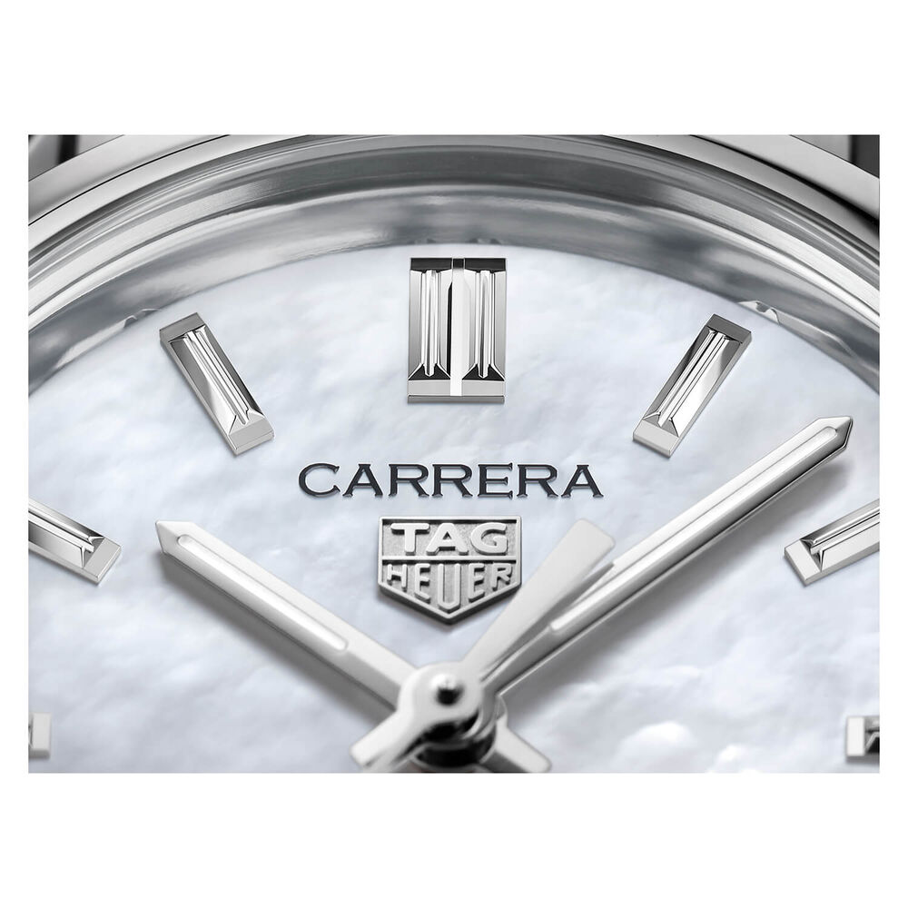 TAG Heuer Carrera Date 29mm Mother of Pearl Dial Stainless Steel Bracelet Watch image number 3