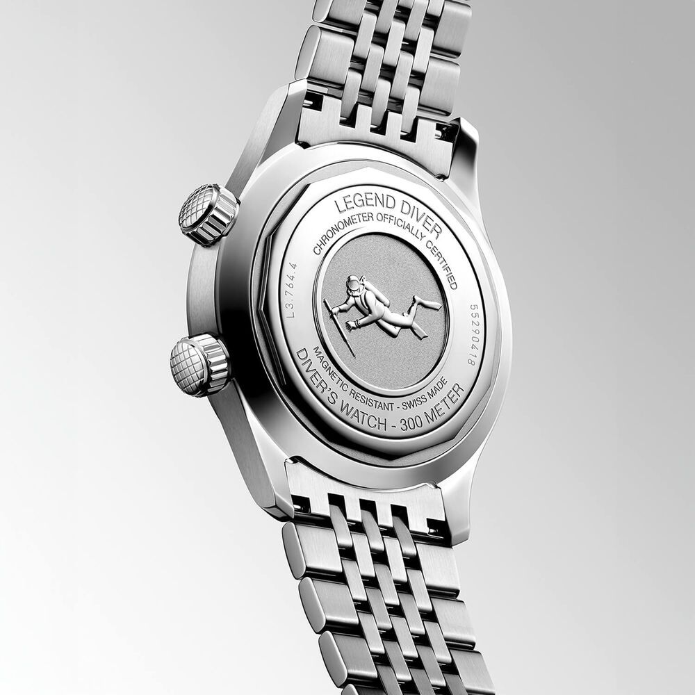 Longines Legend Diver 39mm Grey Dial Stainless Steel Case Bracelet Watch image number 4