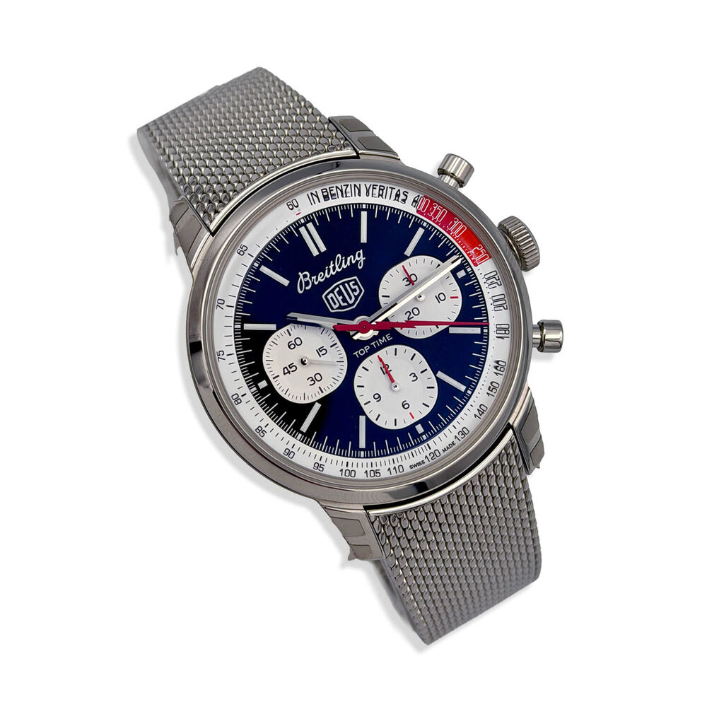 Pre-Owned Breitling Top Time B01 Deus 41mm Black & White Dial Steel Bracelet Watch image number 1