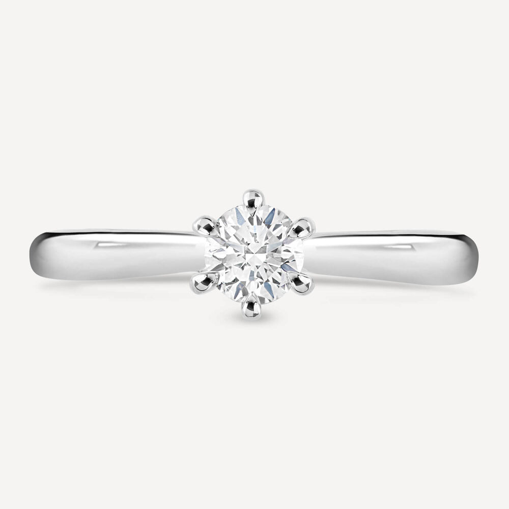 Platinum 0.32ct Round Diamond Six Claw Solitaire Ring image number 2