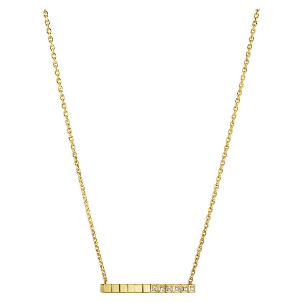 Chopard Ice Cube Yellow Gold Half Diamond Thin Necklace