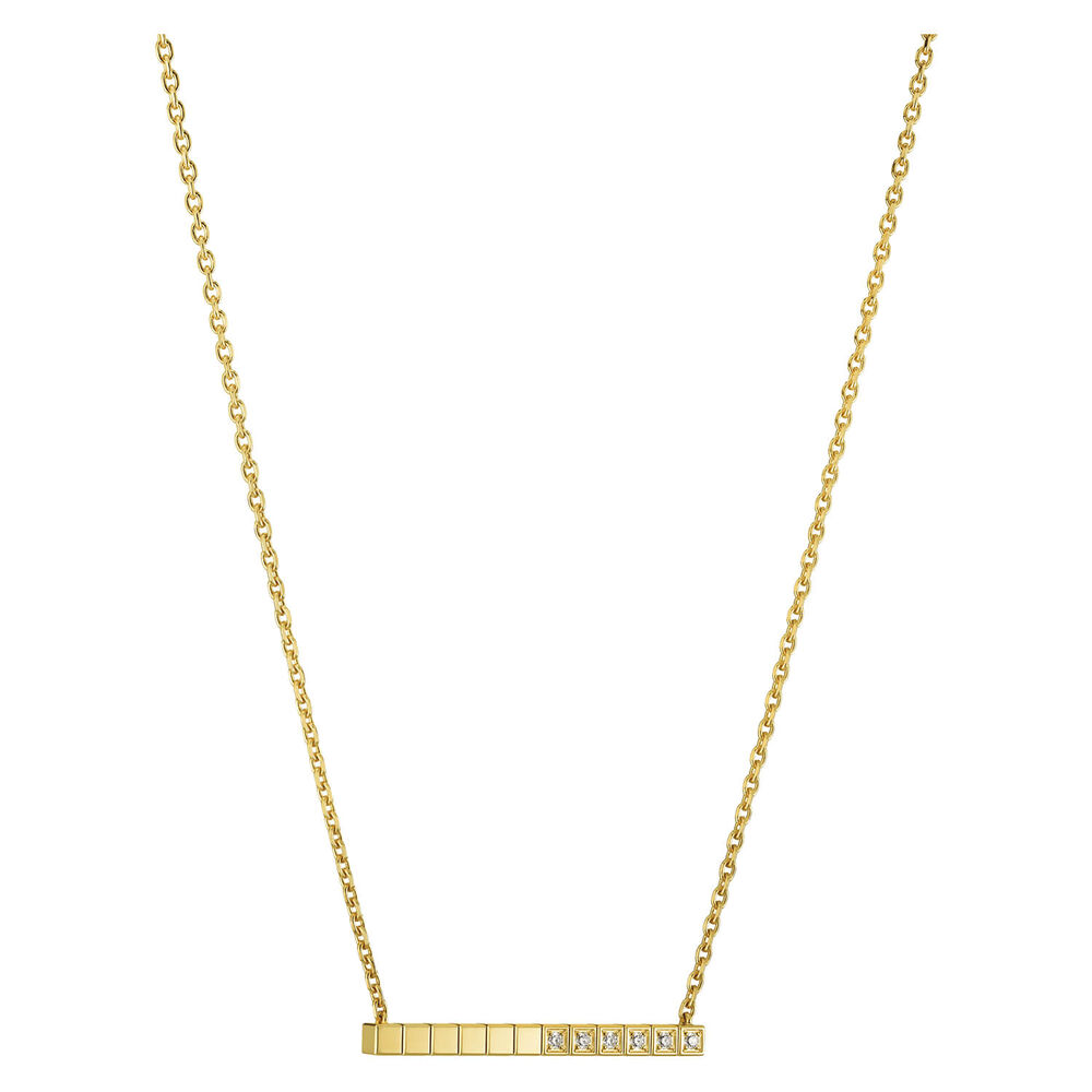 Chopard Ice Cube Yellow Gold Half Diamond Thin Necklace image number 1