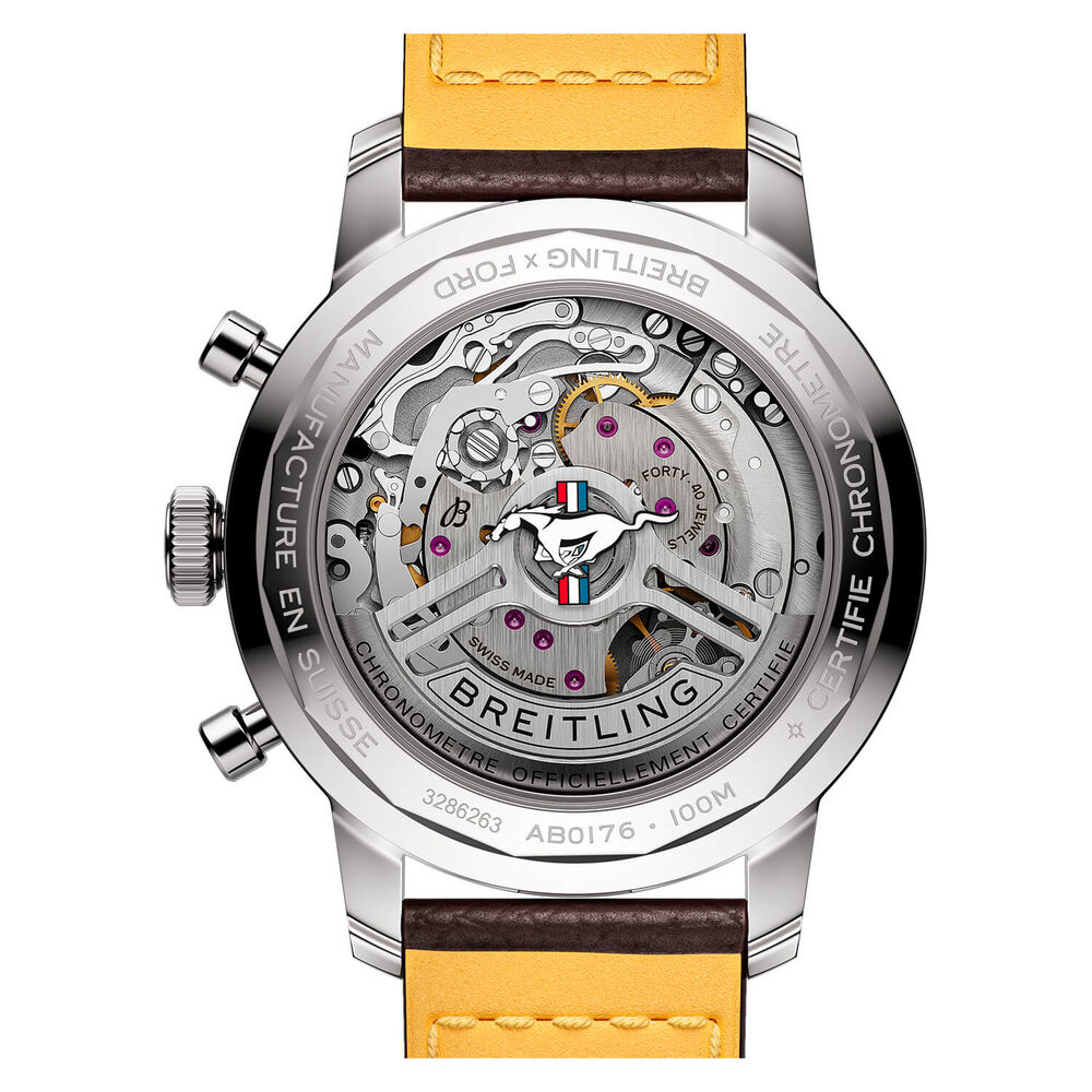 Breitling Top Time B01 41mm Chronograph Mustang Green Dial Brown Strap Watch image number 2