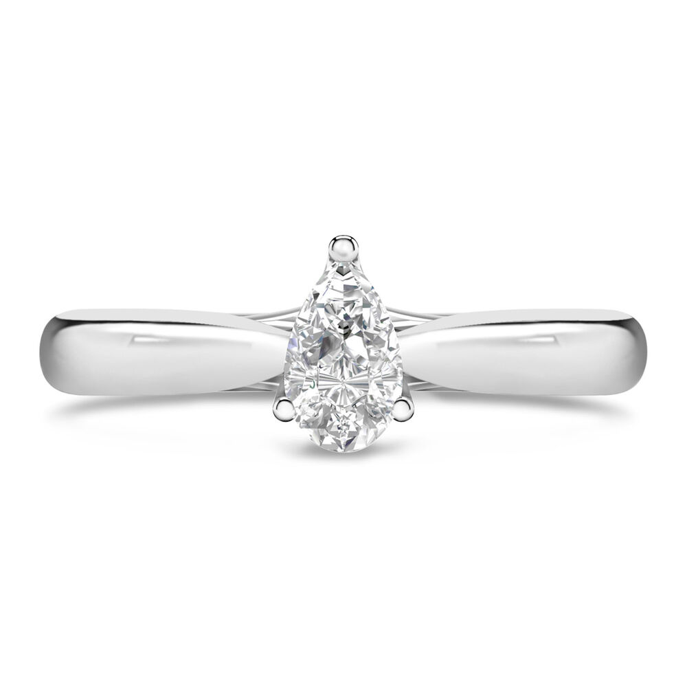 18ct White Gold 0.40ct Pear Diamond Orchid Setting Ring image number 1