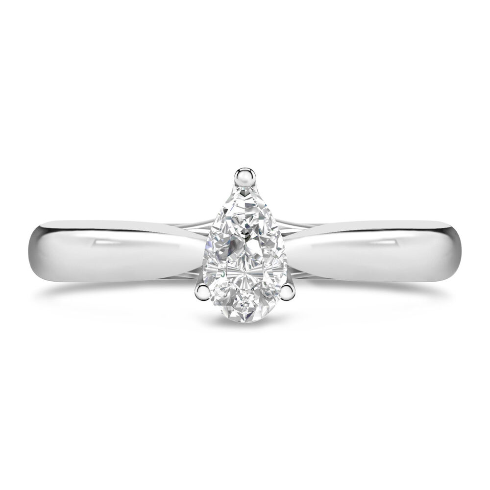18ct White Gold 0.40ct Pear Diamond Orchid Setting Ring image number 1