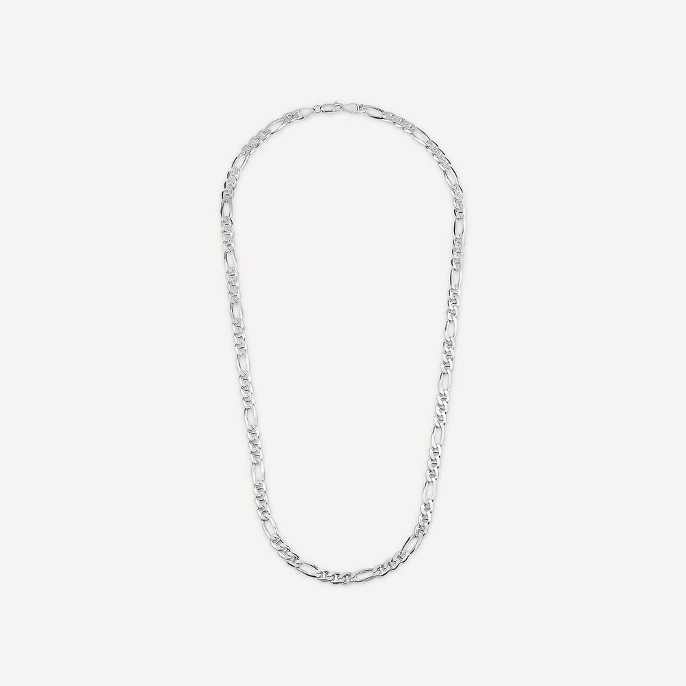 Sterling Silver Figaro 22' Mens Chain Necklace image number 2