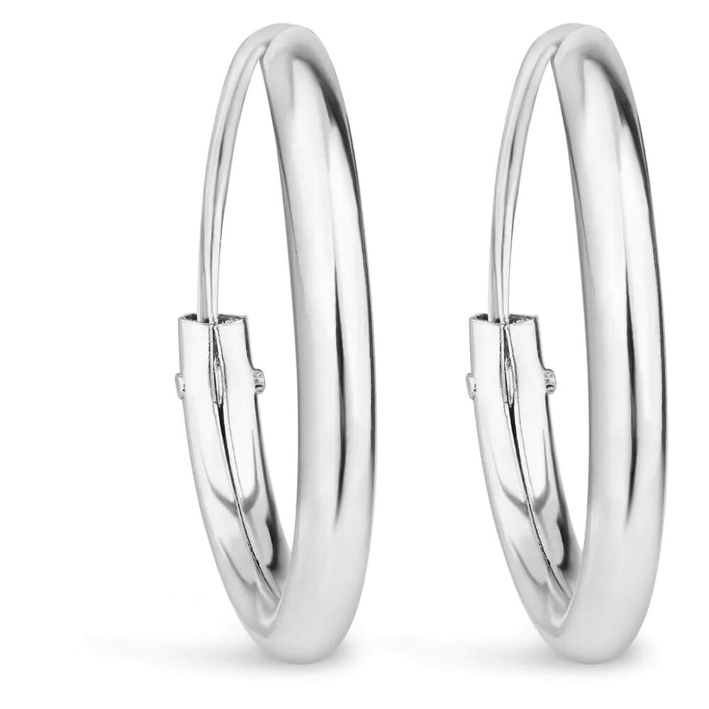 9ct White Gold Sleeper Hoop Earrings