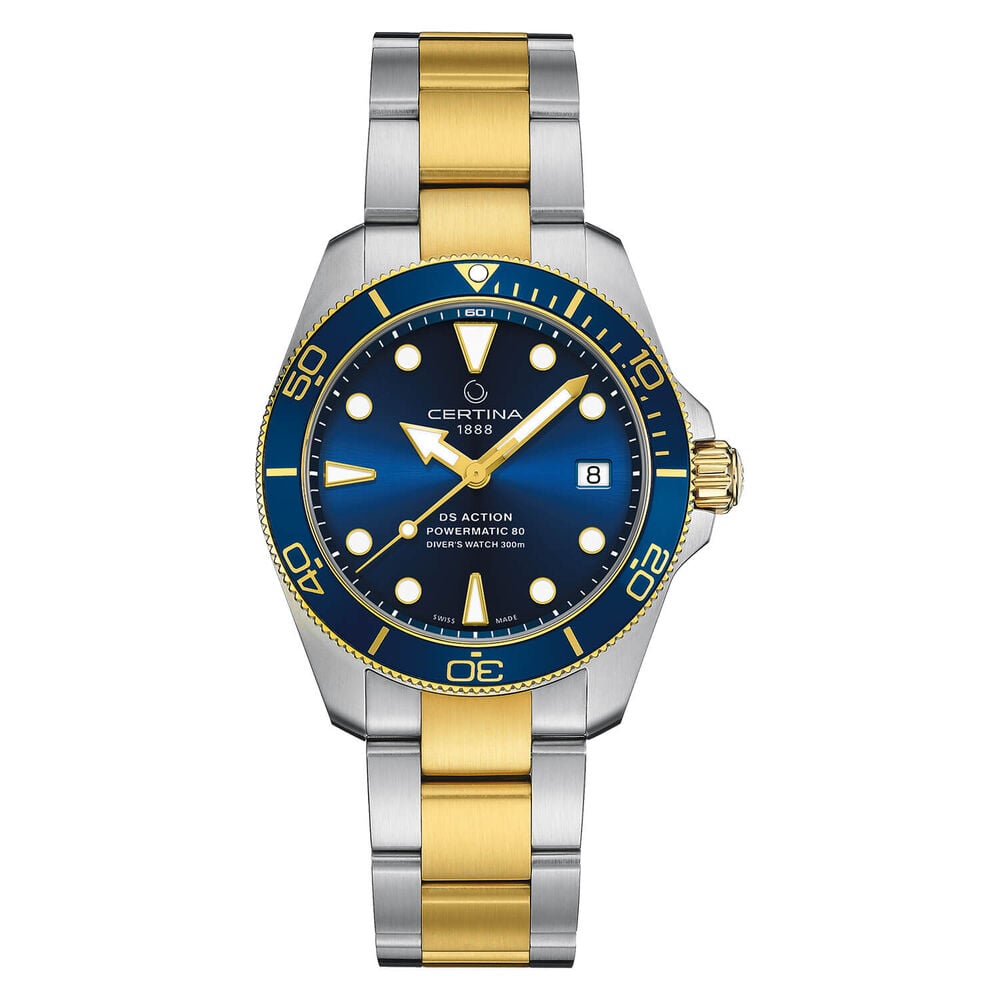 Certina DS Action Diver 38mm Blue Dial Yellow Gold & Steel Bracelet Watch image number 0