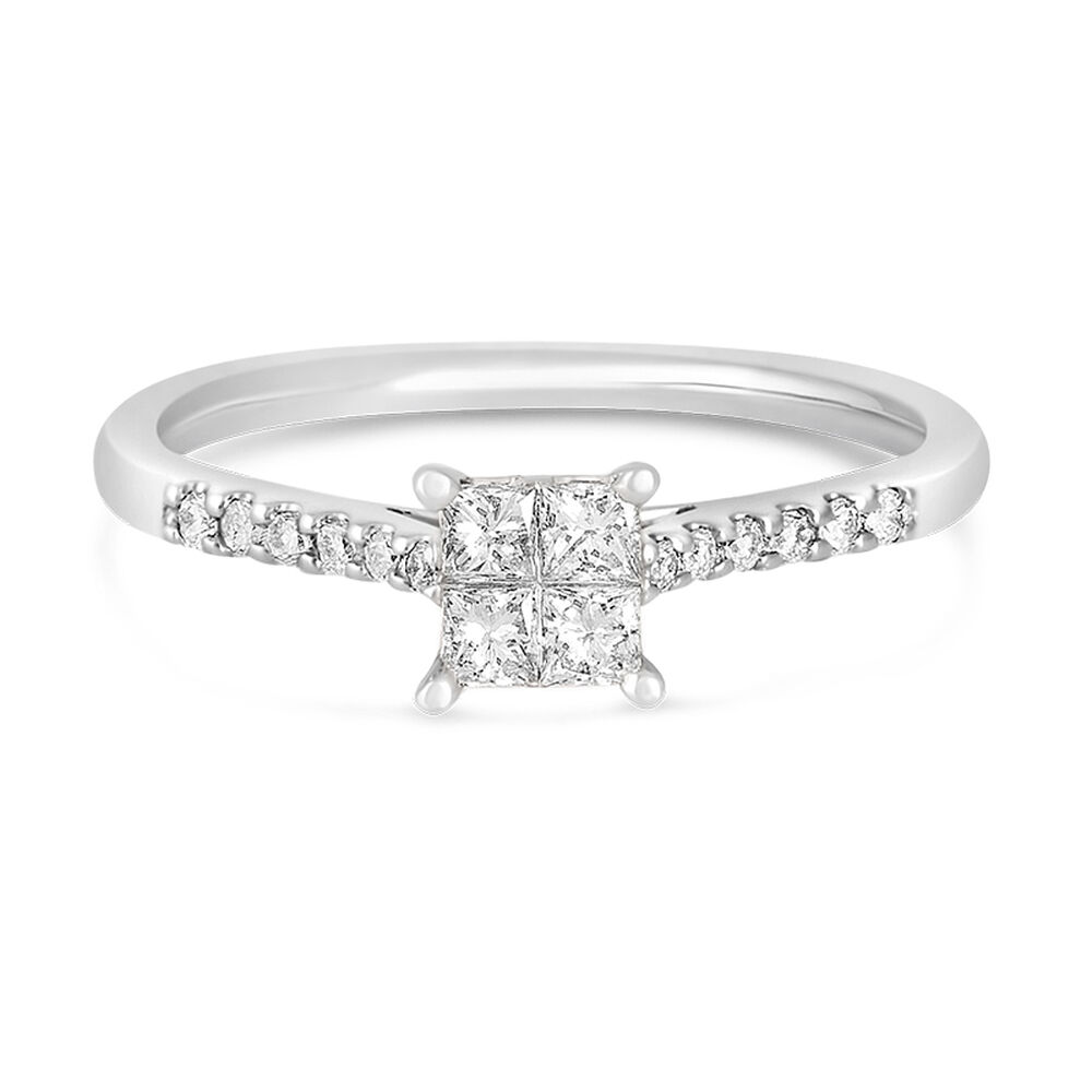 Timeless 9ct white gold 0.33 carat princess cut diamond ring image number 4