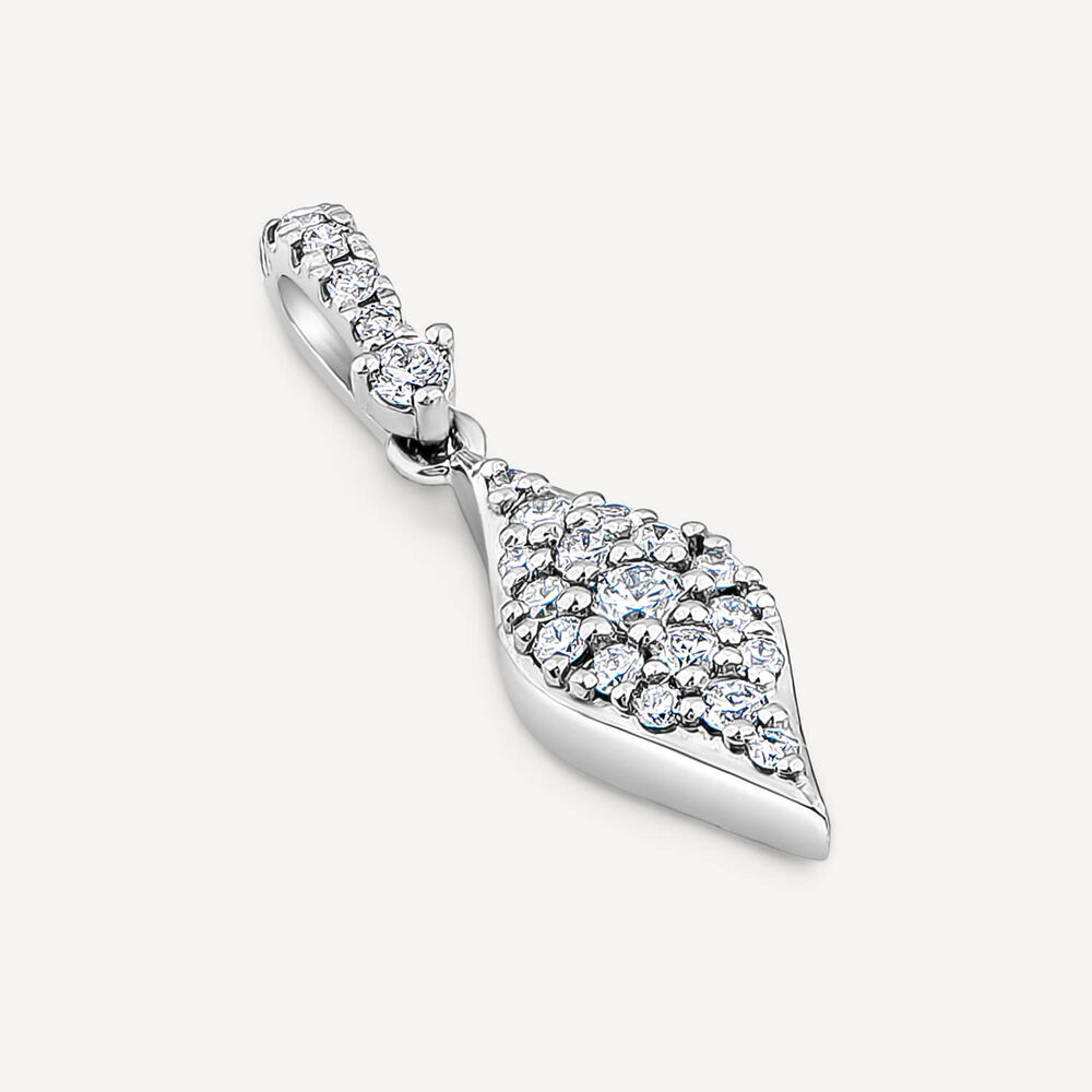 9ct White Gold 0.18ct Diamond Shape Pave Diamond Pendant (Chain Included) image number 2