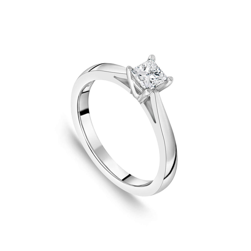Platinum 0.50ct Princess Diamond Four Claw Solitaire Ring image number 0