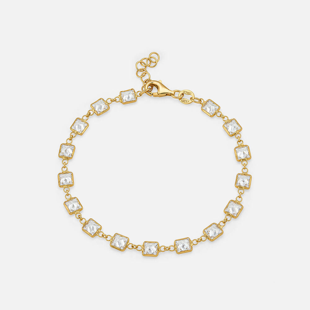 Yellow Gold Plated Sterling Silver Rectangular Cubic Zirconia Series Bracelet