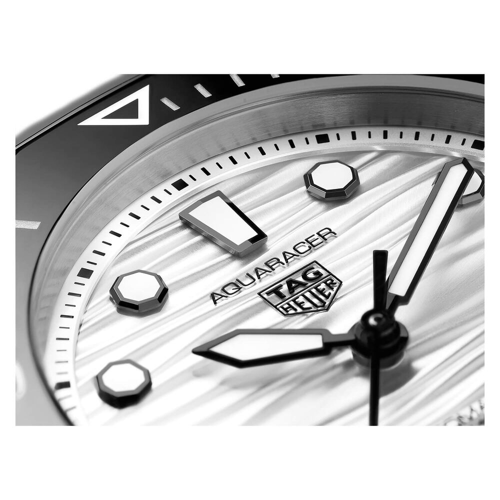 TAG Heuer Aquaracer 36mm White Dial Black Bezel Steel Case Bracelet Watch image number 2