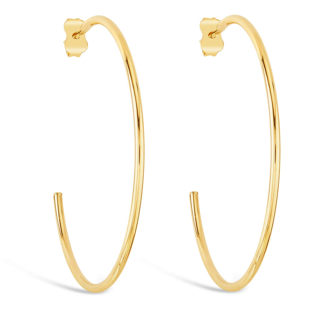 9ct Yellow Gold 35mm Plain Hoop Earrings image number 0