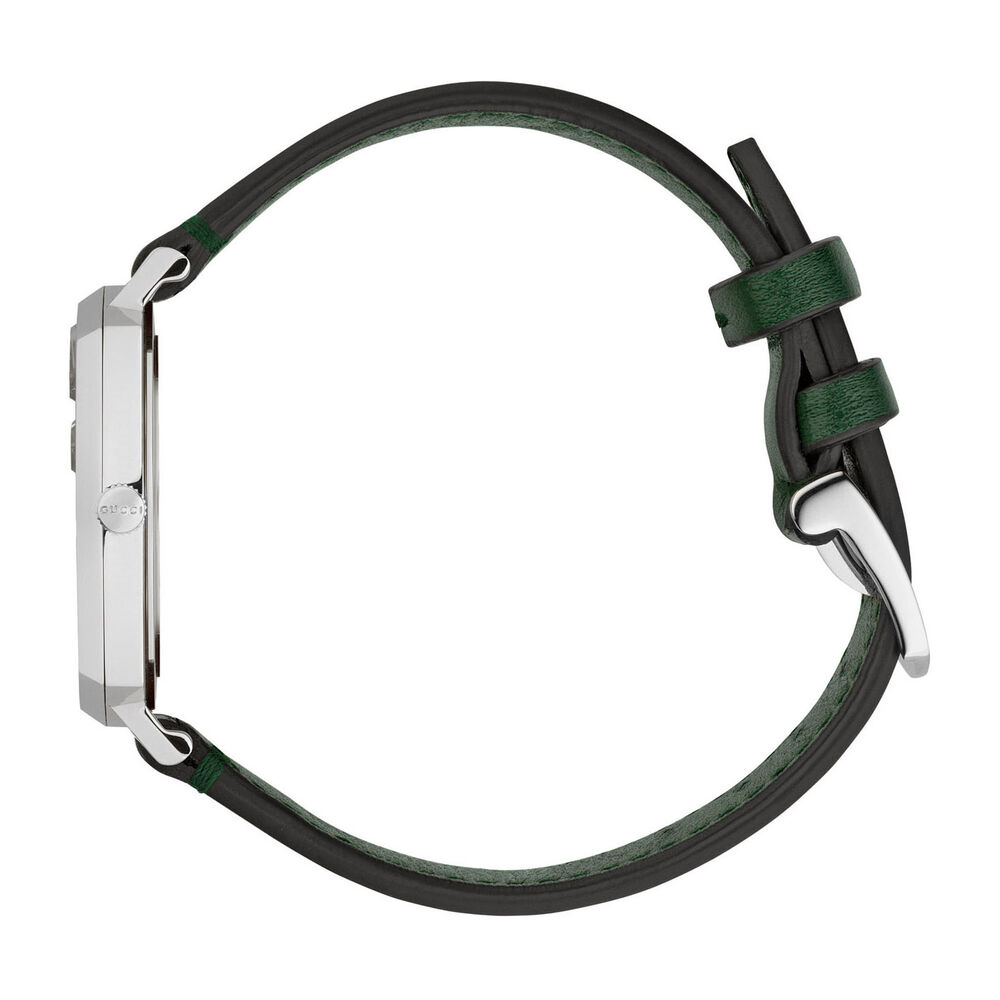 Gucci Grip GG 35mm Stainless Steel Green Leather Strap Watch image number 2