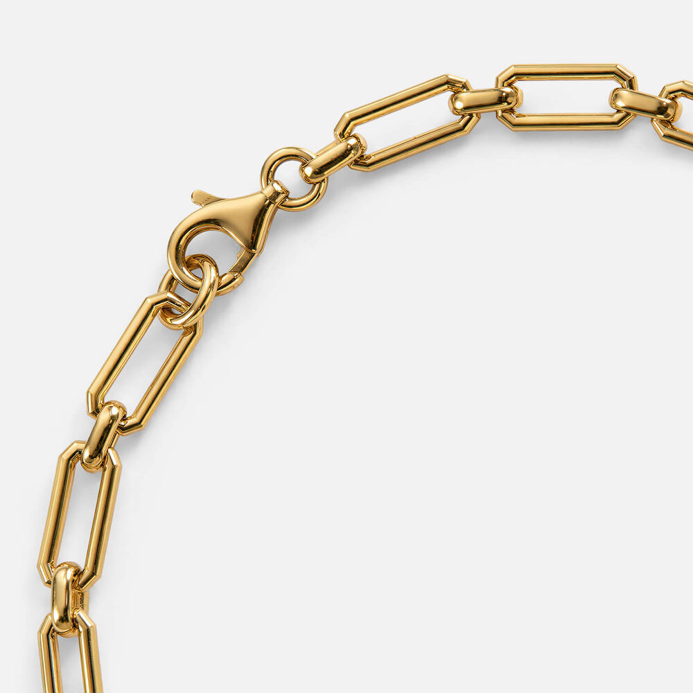 Sterling Silver Yellow Gold Plated Vermeil Rectangular Sapphire Link Bracelet