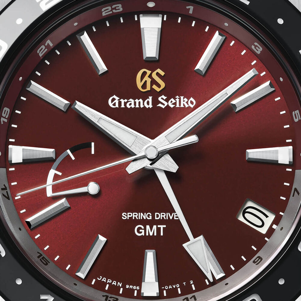Grand Seiko ‘Hotaka Peaks’ Morning Glow Spring Drive GMT 40.5mm Red Dial Steel Bracelet Watch image number 1