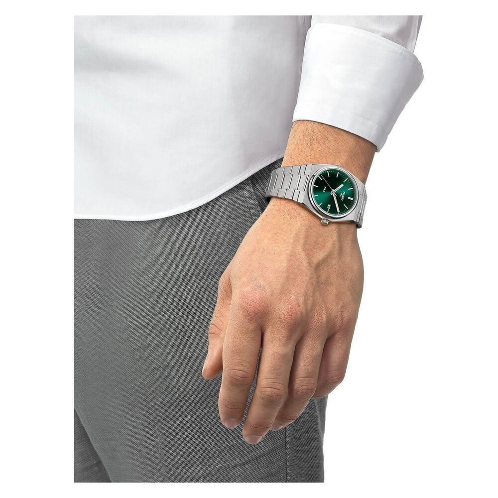 Tissot PRX 205 40mm Quartz Green Dial Steel Case Bracelet Watch image number 3
