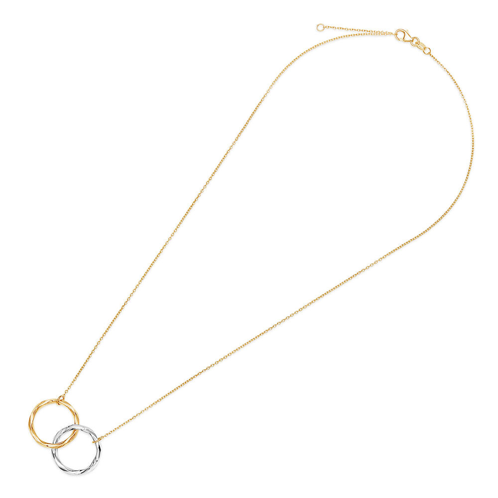 9ct Two-Tone Diamond Cut Double Circle Necklet image number 3