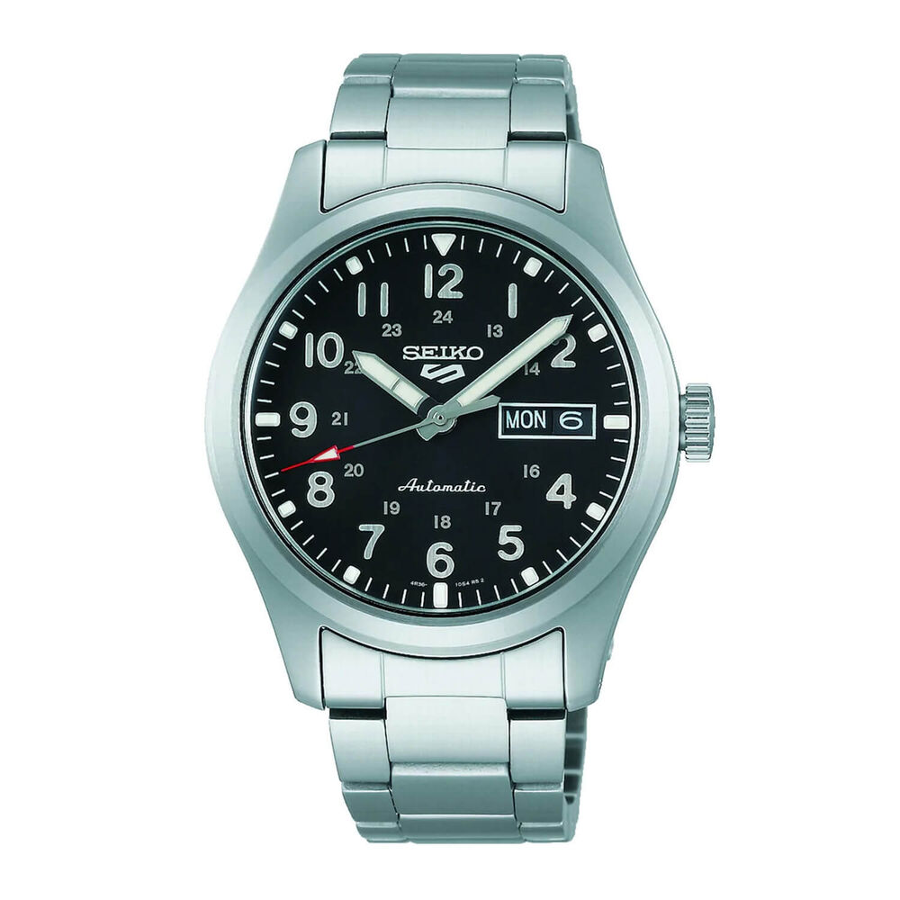 Seiko 5 Sports Field 39.4mm Black Dial Bracelet Watch
