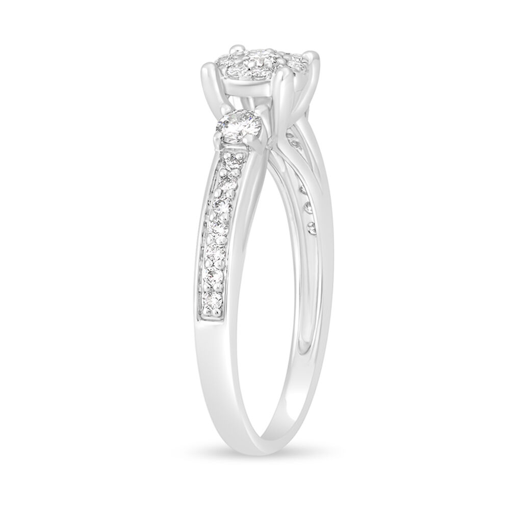 9ct white gold 0.50 carat diamond cluster engagement ring image number 3