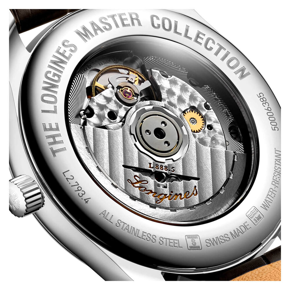 Longines Master Collection 40mm Black Dial Roman Numerals Brown Strap Watch image number 4
