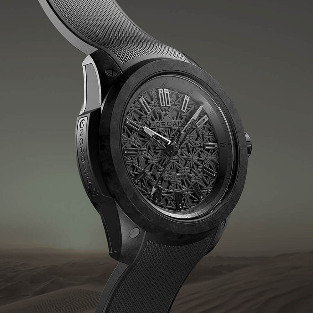 NORQAIN Wild ONE All Black Automatic 42mm Dial Rubber Strap Watch image number 2