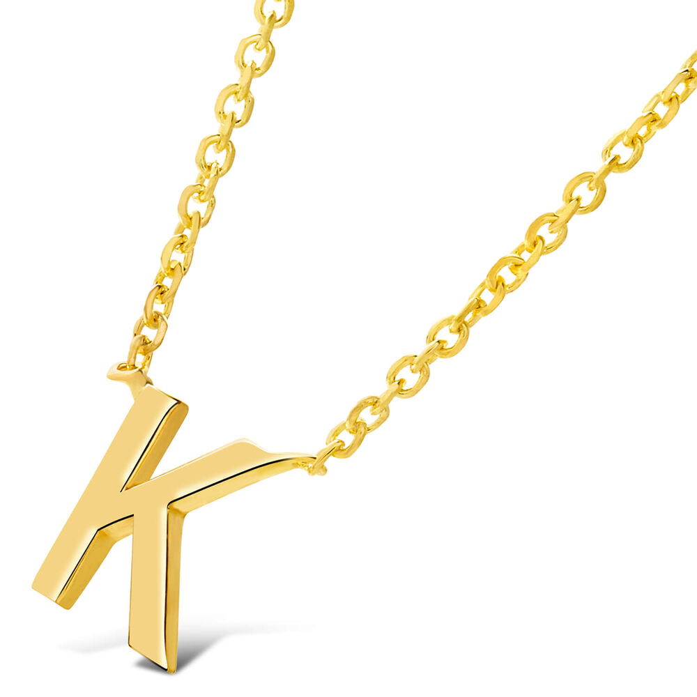 9 Carat Yellow Gold Petite Initial K Necklet (Special Order) (Chain Included)