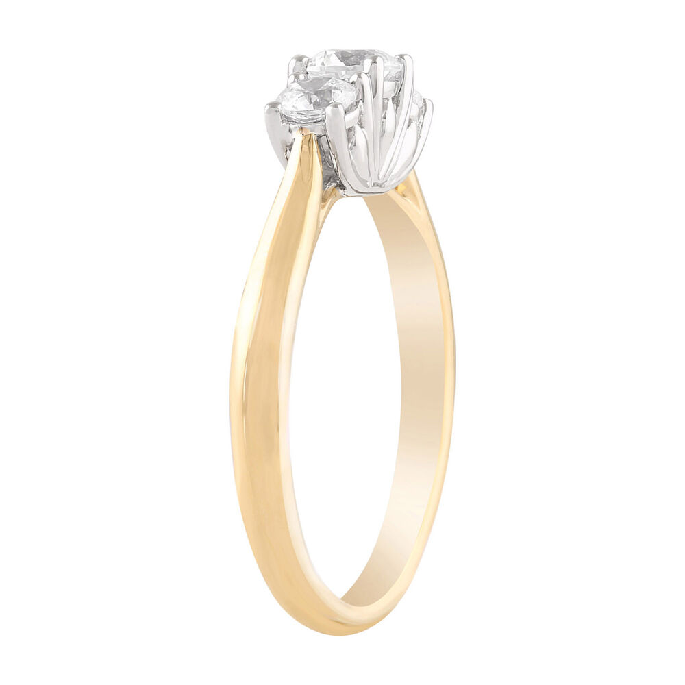 18ct Yellow Gold 0.50ct Diamond Trilogy Tulip Setting Ring image number 3