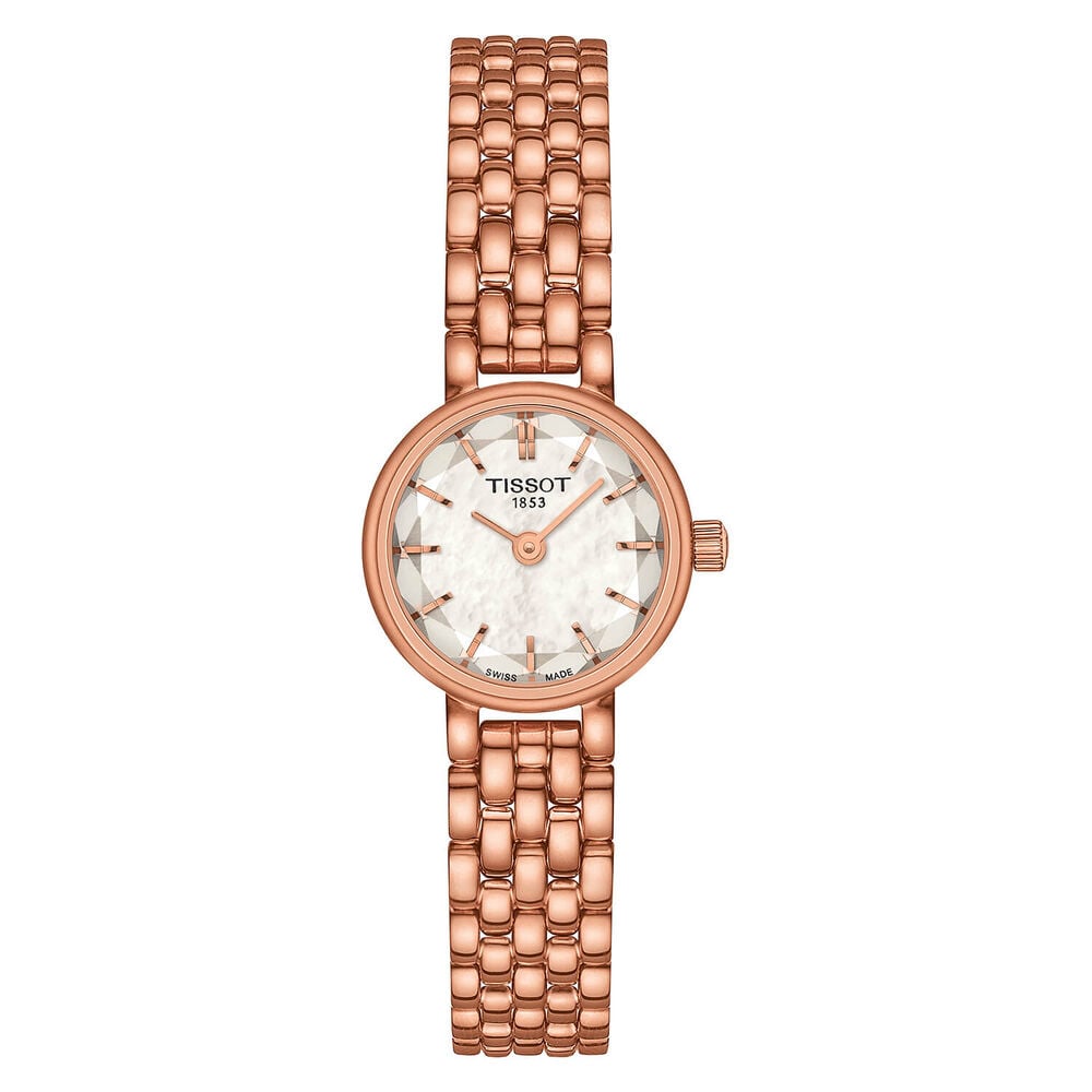 Tissot Lovely Round 19.5mm Rose Gold Bracelet Faceted Glass Watch
