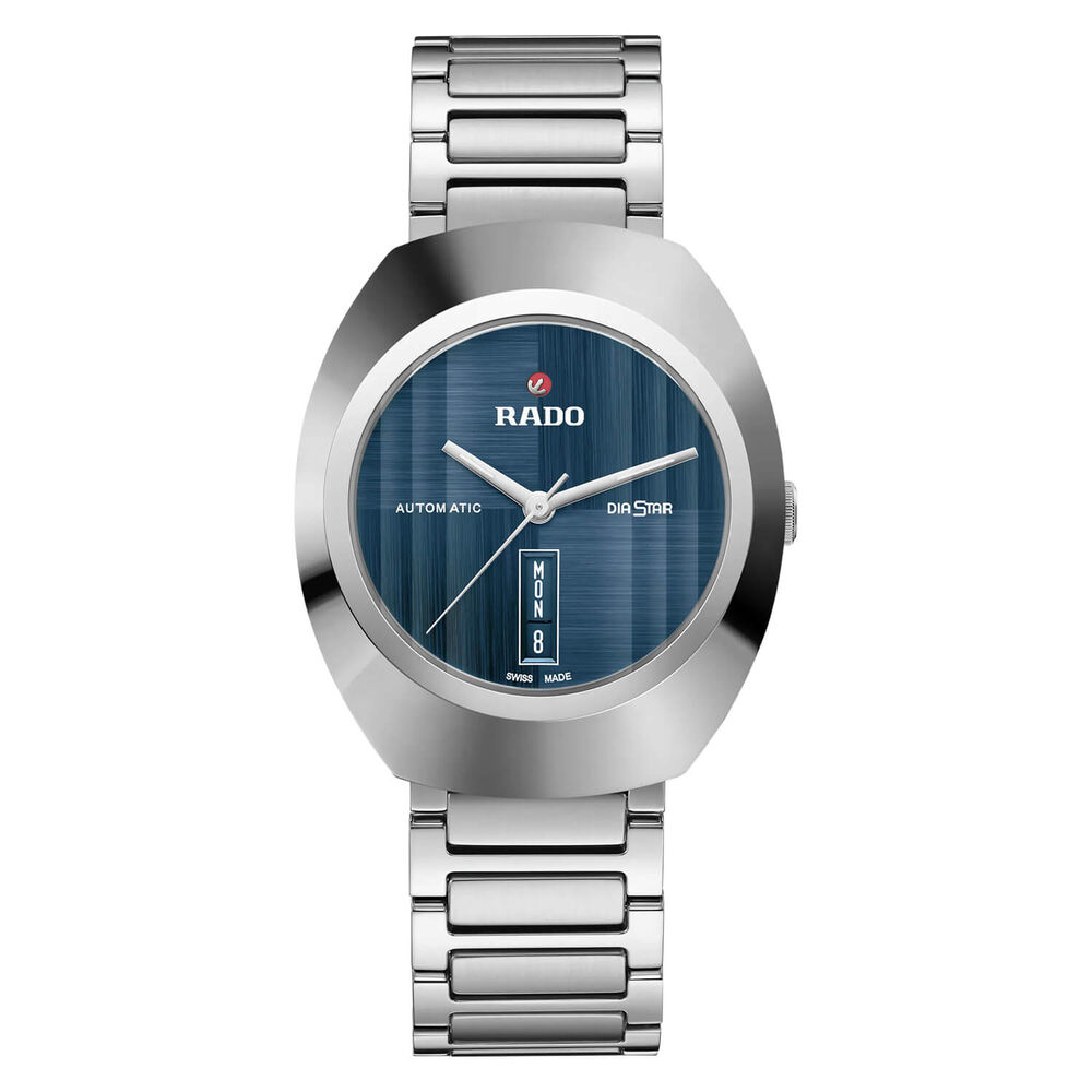 Rado DiaStar Brushed Blue Dial Steel Bracelet Watch