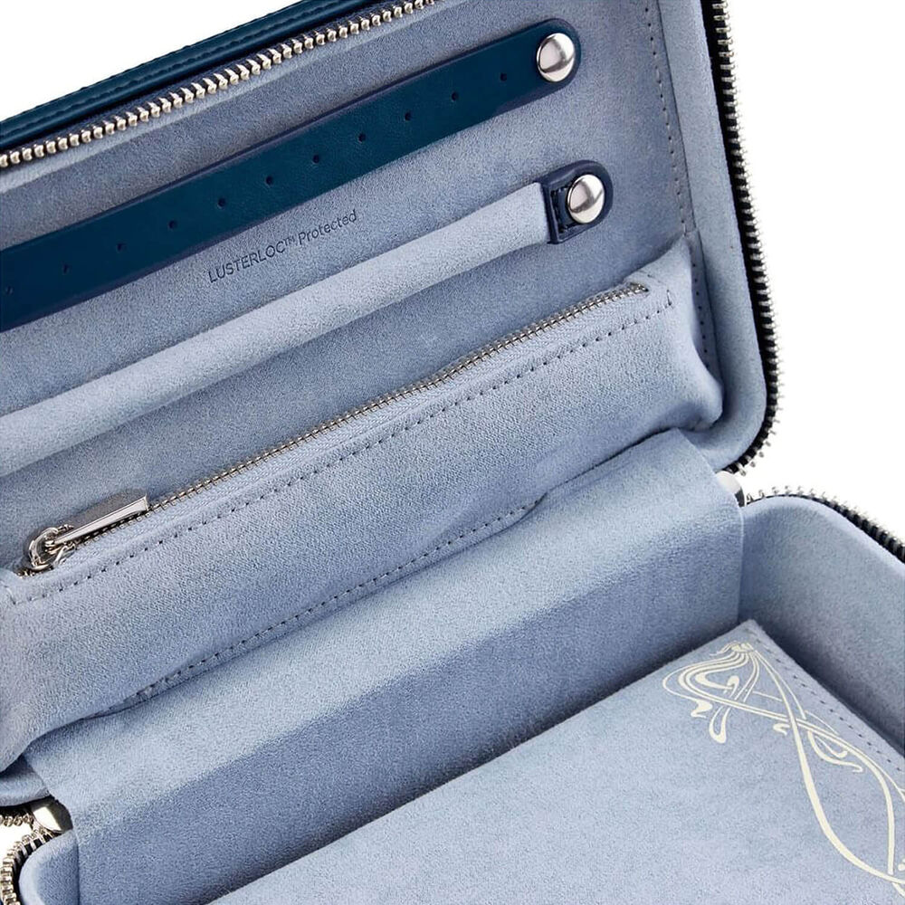 WOLF X LIBERTY Navy All Over Ianthe Medium Jewellery Zip Travel Case