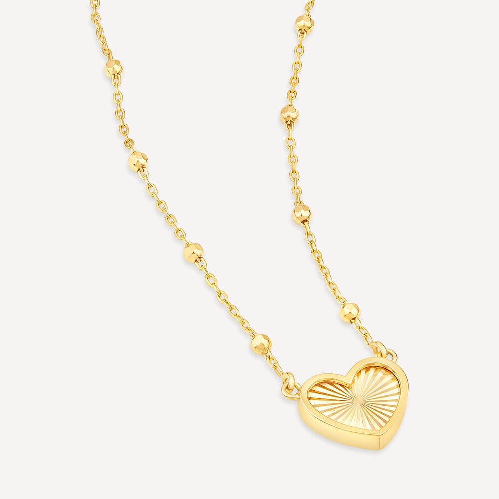9ct Yellow Gold Heart Beaded Necklet image number 2