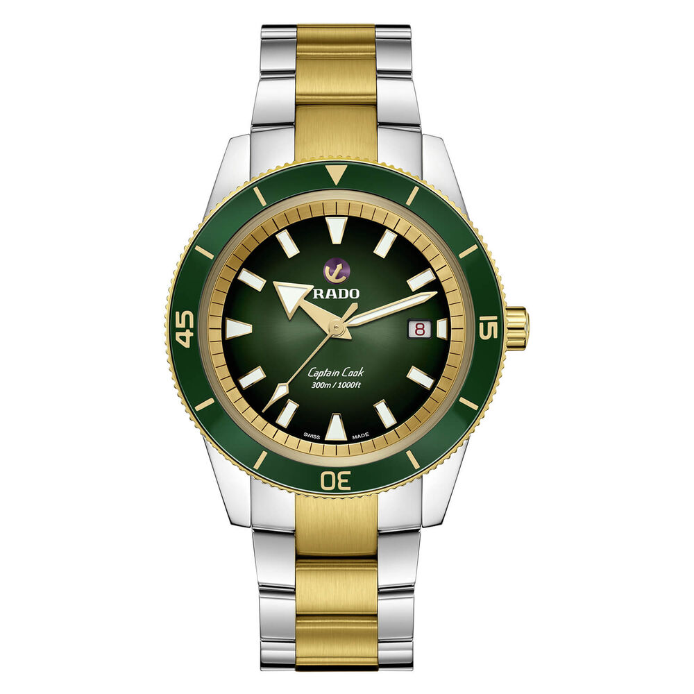 Rado Captain Cook 42mm Green Dial Yellow Gold PVD Case Watch