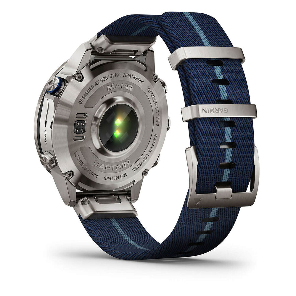 Garmin MARQ® Captain (Gen 2) 46mm Titanium Case Blue Ceramic Bezel Strap Watch image number 6
